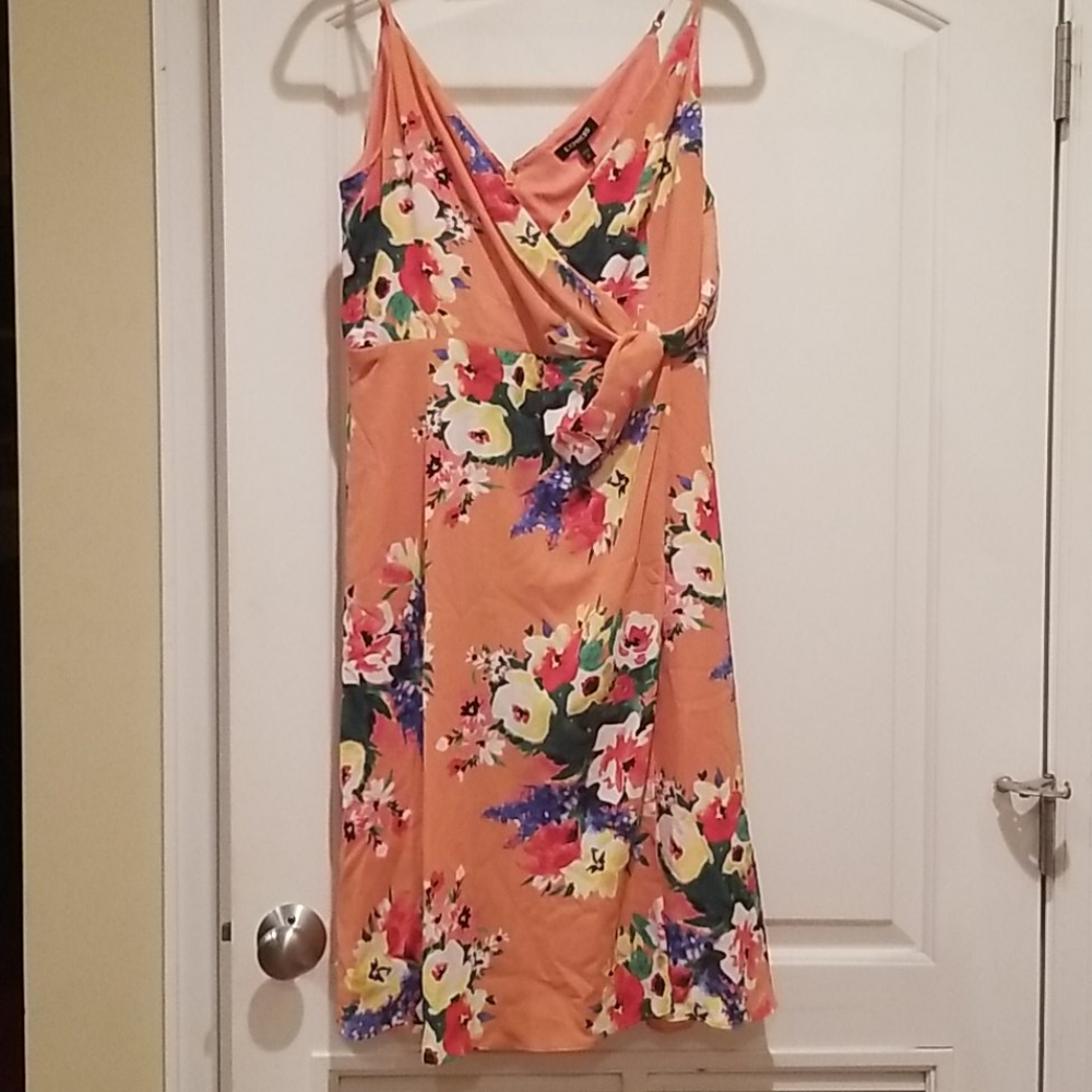 Coral and floral sun dress